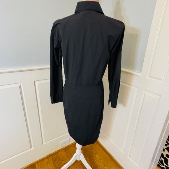 Finley Travel Tech Shirt Dress Savannah Black Long Sleeve Midi Tie Sash Medium - Picture 4 of 9